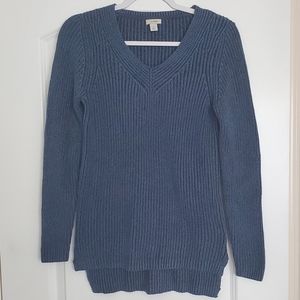 L.L.Bean Navy Knitted V-Neck Sweater